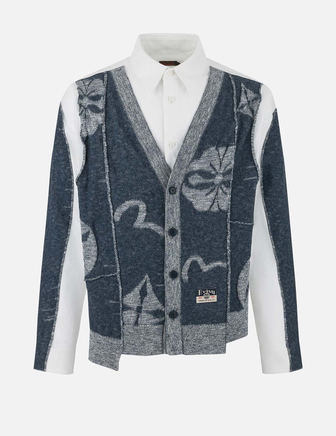 2-in-1 Seagull and Kamon Embroidery Relax Fit Shirt